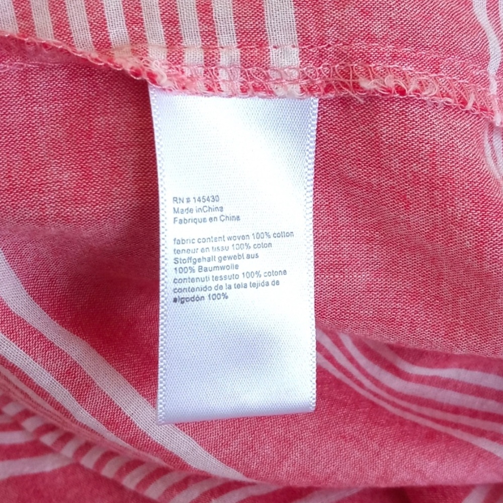 Lilies Closet Women's Lightweight Red White Stripe Long Sleeve Button Down Top M - Picture 7 of 10